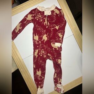 Burt's Bees Baby Red and Cream Reindeer Footie